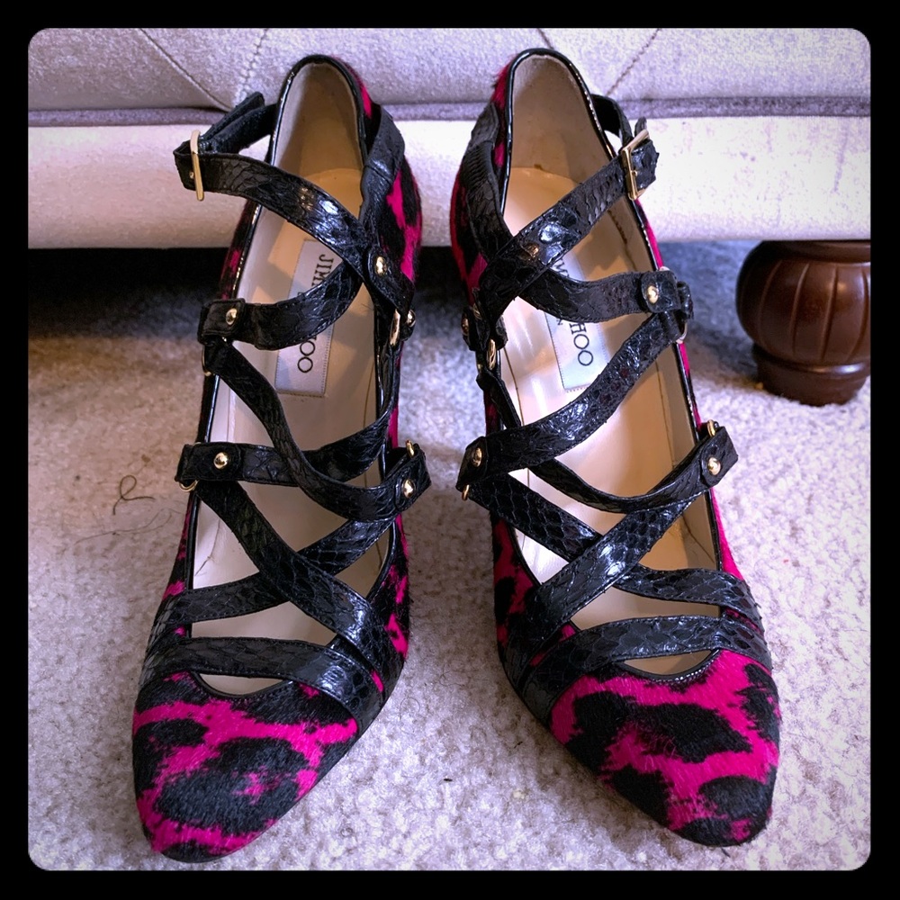 Jimmy Choo fuchsia leopard pumps